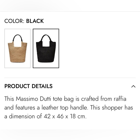 Massimo Dutti Black Raffia Tote